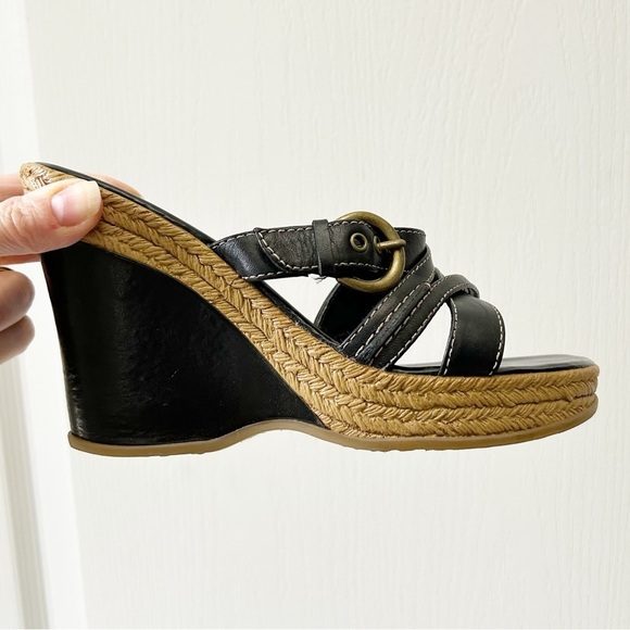 Aldo Black Strappy Wedge Sandals with Espadrille Detail Size 37 - Picture 16 of 16